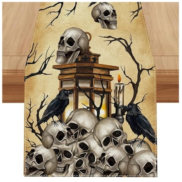 Amazon Other - 2/$20 Halloween Skull Raven Gothic Table Runner NWT